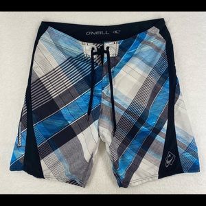 O'Neill Men's Board Surf Swim Shorts Blue Black White Size 36.